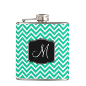 Flasques Motif Chevron Vert des Caraïbes avec Monogramme (Devant)