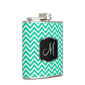 Flasques Motif Chevron Vert des Caraïbes avec Monogramme (Droite)