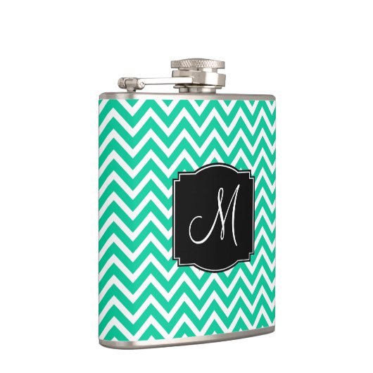Flasques Motif Chevron Vert des Caraïbes avec Monogramme (Droite)