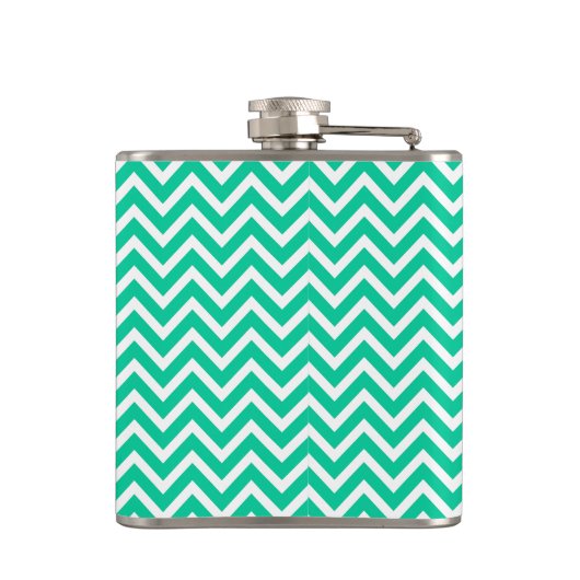 Flasques Motif Chevron Vert des Caraïbes avec Monogramme (Dos)