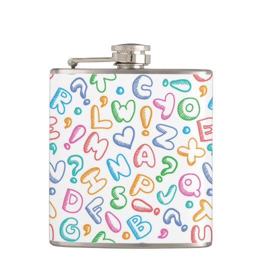 Flasques motif d'alphabet (Devant)