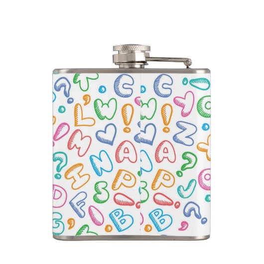 Flasques motif d'alphabet (Dos)