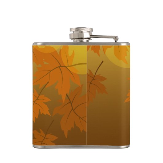 Flasques Motif d'automne avec feuilles d'érable en chute et (Dos)