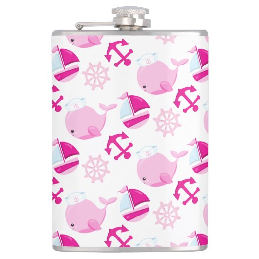 Flasques Motif De Baleines, Beaux Baleines, Baleines Roses (Devant)