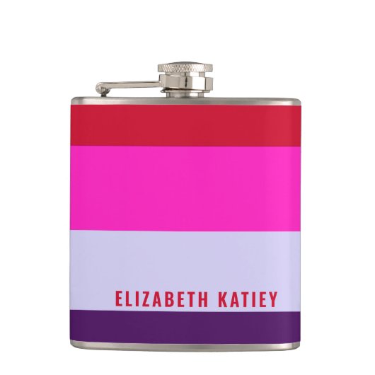 Flasques Motif de bandes rouge, rose et violet (Devant)