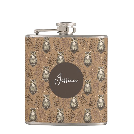 Flasques Motif de bois illustré de Chouette Brown (Devant)