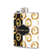 Flasques Motif de boucles d'or moderne en noir et blanc (Gauche)