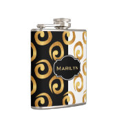 Flasques Motif de boucles d'or moderne en noir et blanc (Droite)