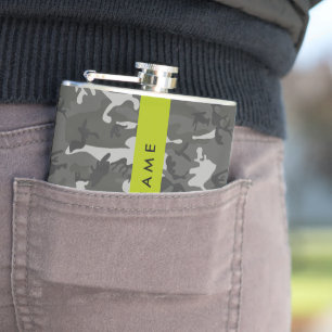 Flasques Motif de camouflage gris, Votre nom, Personnaliser
