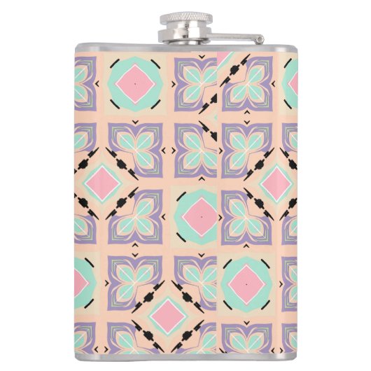Flasques Motif de carrelage géométrique pastel | Rose Menth (Dos)