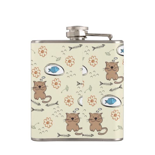 Flasques motif de chat et de poissons (Dos)