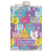 Flasques Motif de chats caricaturés aux couleurs pures (Devant)