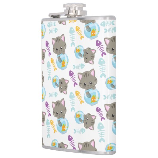 Flasques Motif De Chats, Chats Mignons, Chatons, Poisson (Gauche)