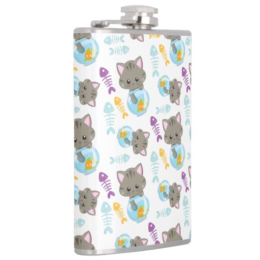 Flasques Motif De Chats, Chats Mignons, Chatons, Poisson (Droite)