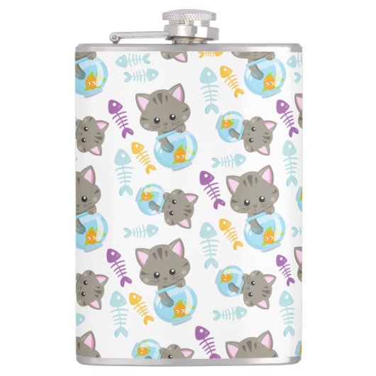 Flasques Motif De Chats, Chats Mignons, Chatons, Poisson (Devant)