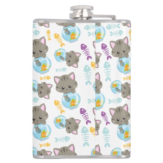 Flasques Motif De Chats, Chats Mignons, Chatons, Poisson (Dos)