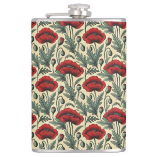 Flasques Motif de coquelicots rouges inspiré des années pas