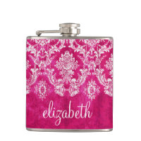 Motif de Damas de Grunge rose chaud Texte personna