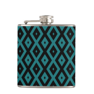 Flasques motif de diamants turquoise et noir