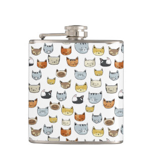Flasques Motif de Doodle visage de chat