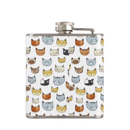 Flasques Motif de Doodle visage de chat (Dos)