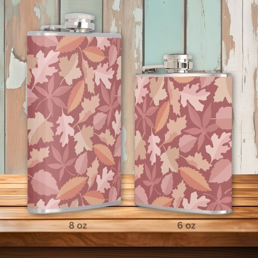 Flasques motif de feuilles de Marsala
