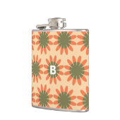 Flasques Motif de fleur rétro orange et vert Monogramme (Gauche)