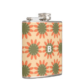 Flasques Motif de fleur rétro orange et vert Monogramme (Droite)