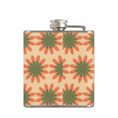 Flasques Motif de fleur rétro orange et vert Monogramme (Dos)