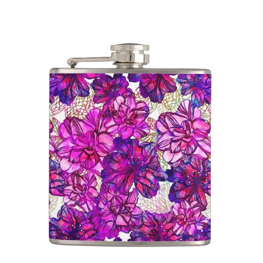 Flasques Motif de fleurs abstrait de rose et de pourpre (Devant)