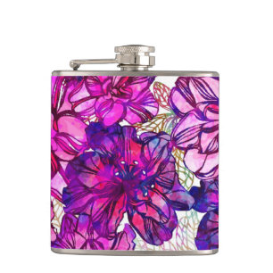 Flasques Motif de fleurs abstrait de rose et de pourpre