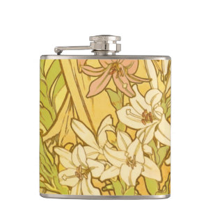 Flasques Motif de fleurs de lys d'Alphonse Mucha : Art nouv