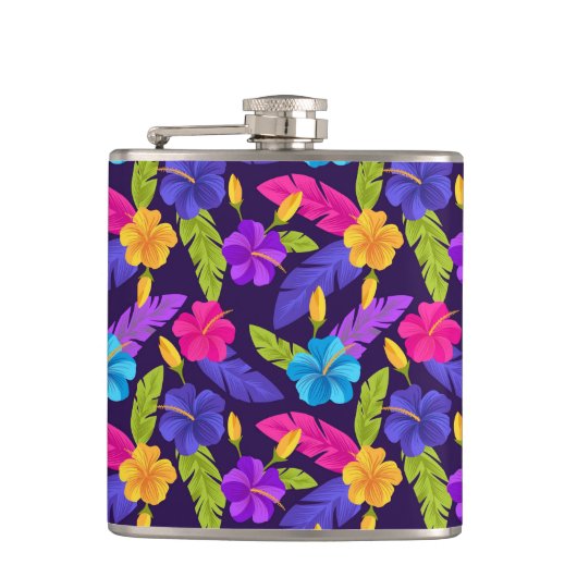 Flasques Motif de fleurs Feuilles tropicales colorées (Devant)