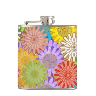 Flasques Motif de fleurs hippie chaotique coloré et lumineu