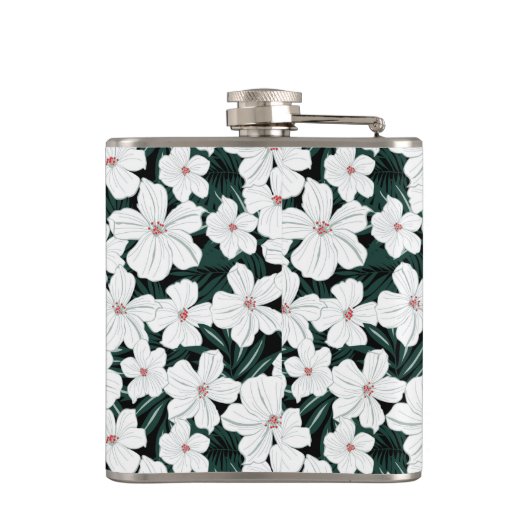 Flasques Motif de fleurs tropical blanc (Dos)