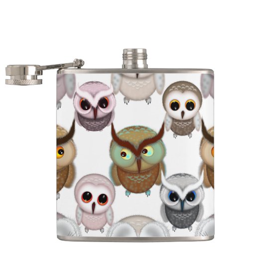 Flasques Motif de hiboux illustrés adorable (Ouvert)