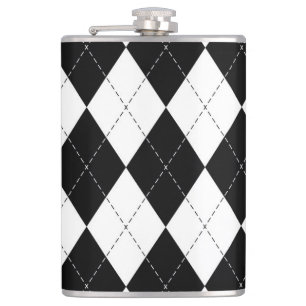 Flasques Motif de Jacquard géométrique noir blanc