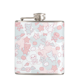 Flasques motif de kawaii avec le griffonnage
