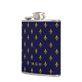 Flasques Motif de lis royal bleu monogramme (Gauche)
