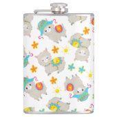 Flasques Motif De Llamas, Cute Llamas, Alpacas, Fleurs (Devant)