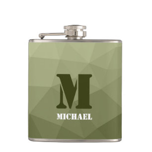 Flasques Motif de maille géométrique vert clair de l'armée