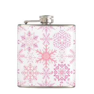 Flasques Motif de neige rose