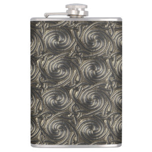 Flasques Motif de noeuds en spirale celtique argenté