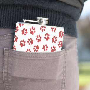 Flasques Motif de pattes, pattes de chien, pattes rouges