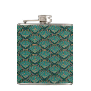 Flasques Motif de style Art déco en vert turquoise