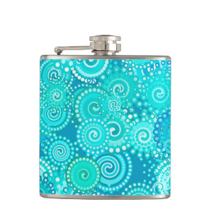 Flasques Motif de tourbillon fractal, nuances de bleu océan