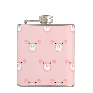 Flasques Motif de visage de porc rose