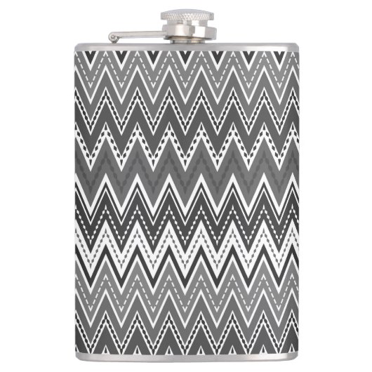 Flasques Motif de zigzag géométrique noir et blanc (Devant)