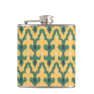 Flasques Motif Décoratif Ikat Géométrique Vert Orange