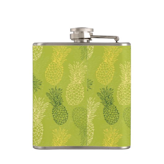 Flasques Motif d'ensemble d'ananas sur le vert (Dos)